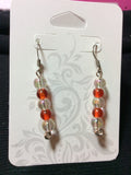 AB Clear and Orange Glass Bead Handmade Stainless Earrings