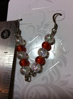 AB Clear and Orange Glass Bead Handmade Stainless Earrings