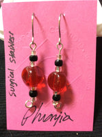 Ruby Red Glass Handmade Stainless Earrings