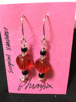 Ruby Red Glass Handmade Stainless Earrings