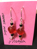 Ruby Red Glass Handmade Stainless Earrings