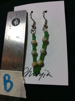 Green Stone Bead Stainless Earrings