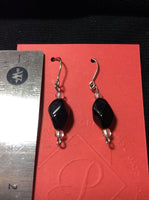 Jet Black Glass Handmade Stainless Earrings