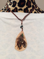 Feather and Leather Handmade Necklace and Stainless Earrings