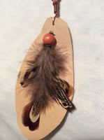 Feather Pendant with Mahogany Gem Stone Accents