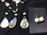 Teardrop Mother of Pearl Necklace with Matching Stainless Earrings