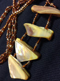 Golden MOP and Brown Glass Handmade Necklace