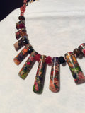 Imperial Jasper Graduated Stone Necklace and Stainless Earrings