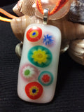 Colorful Millefleurs Handmade Fused Glass Pendant