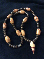Simple Wood Handmade Necklace with Seashell