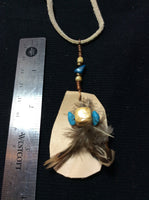 Howlite and Feather Handmade Pendant 3.5”