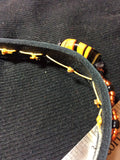 Black and Orange Art Glass Leather Necklace