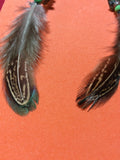 Moss Jasper and Feather Stainless Handmade Earrings