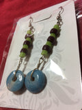 Turquoise And Glass Handmade Stainless Earrings