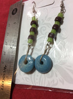 Turquoise And Glass Handmade Stainless Earrings