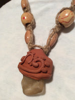 Beach Glass and Clay Macrame' Necklace