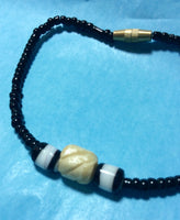 Glass and Hand Carved Stone Bracelet