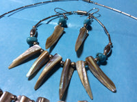 Silver MOP Necklace, Bracelet and Stainless Earrings