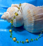 Yellow and Green Glass Bead Necklace