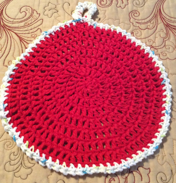 Red Round Crocheted Doily