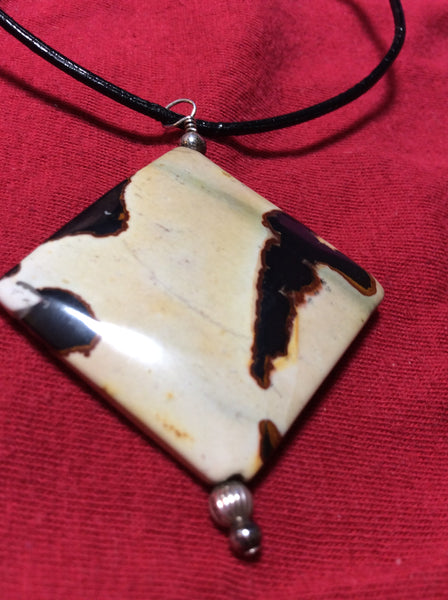 Silver, Leather and Jasper Necklace