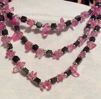 Hematite and Fuchsia Glass Chip Necklace