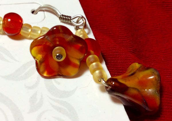 Tulip Lampwork Stainless Earrings