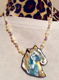 MOP Inlay and Pearl Horse Necklace