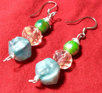 Blue and Green Glass Earrings