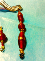 Red Glass Pendant and Earrings