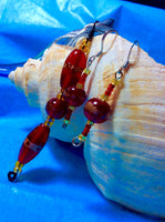 Red Glass Pendant and Earrings