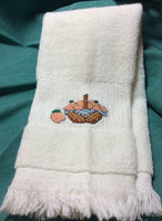 Carolina Peaches Cross Stitched Towel