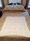Pastel Pink and Green Handmade Crocheted Baby Blanket