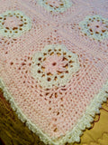 Pastel Pink and Green Handmade Crocheted Baby Blanket