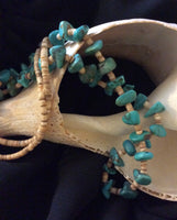 Turquoise Nugget and Shell Heishi Bead Handmade Necklace