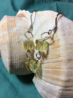 Peridot AB Square Glass Bead Stainless Earrings