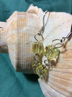 Peridot AB Square Glass Bead Stainless Earrings