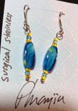 Artist Glass Blue Stainless Earrings