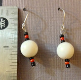 Classic White Earrings with Black and Red Accents