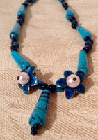 Turquoise Glass Bead Necklace and Earrings