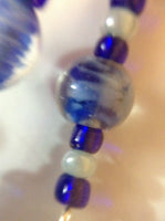 Blue Swirly Art Glass Pendant and Earrings