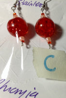 Vintage Crackle Orange Acrylic Earrings