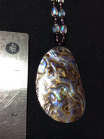 Stunning Abalone Shell and Crystal Handmade Necklace